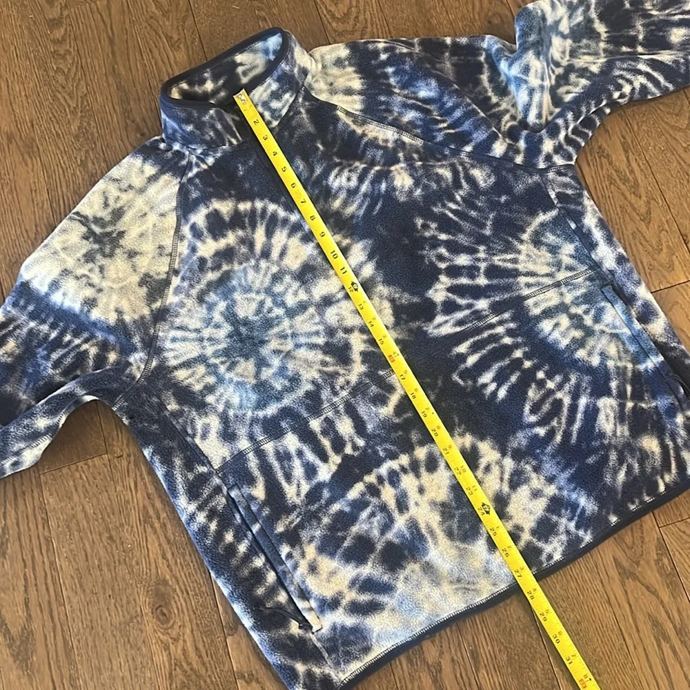 J.Crew Nordic Blue Tie Dye Polar Fleece Pullover Men’s Size Extra Large - Picture 4 of 8